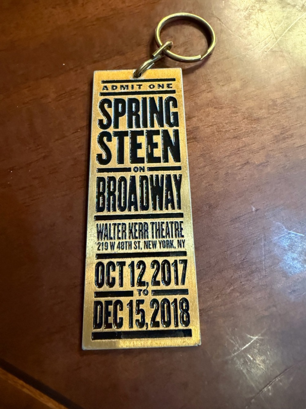 Vintage-Style Gold Broadway Ticket Keychain